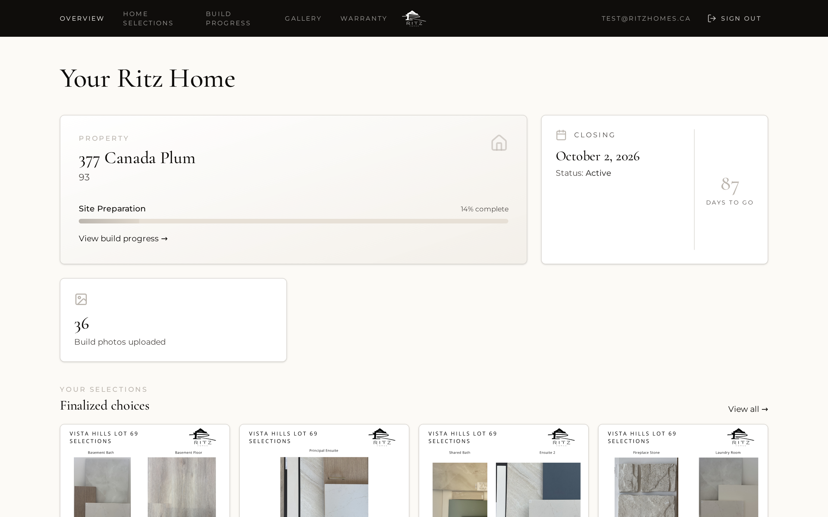 Ritz Homes Buyer Portal overview on a laptop